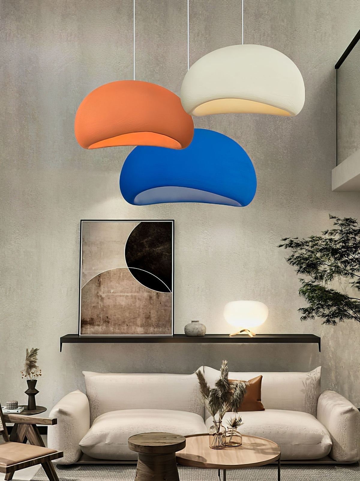 Ecor Pendant Lamp Plaster Half Dome Plug In Wabi Sabi