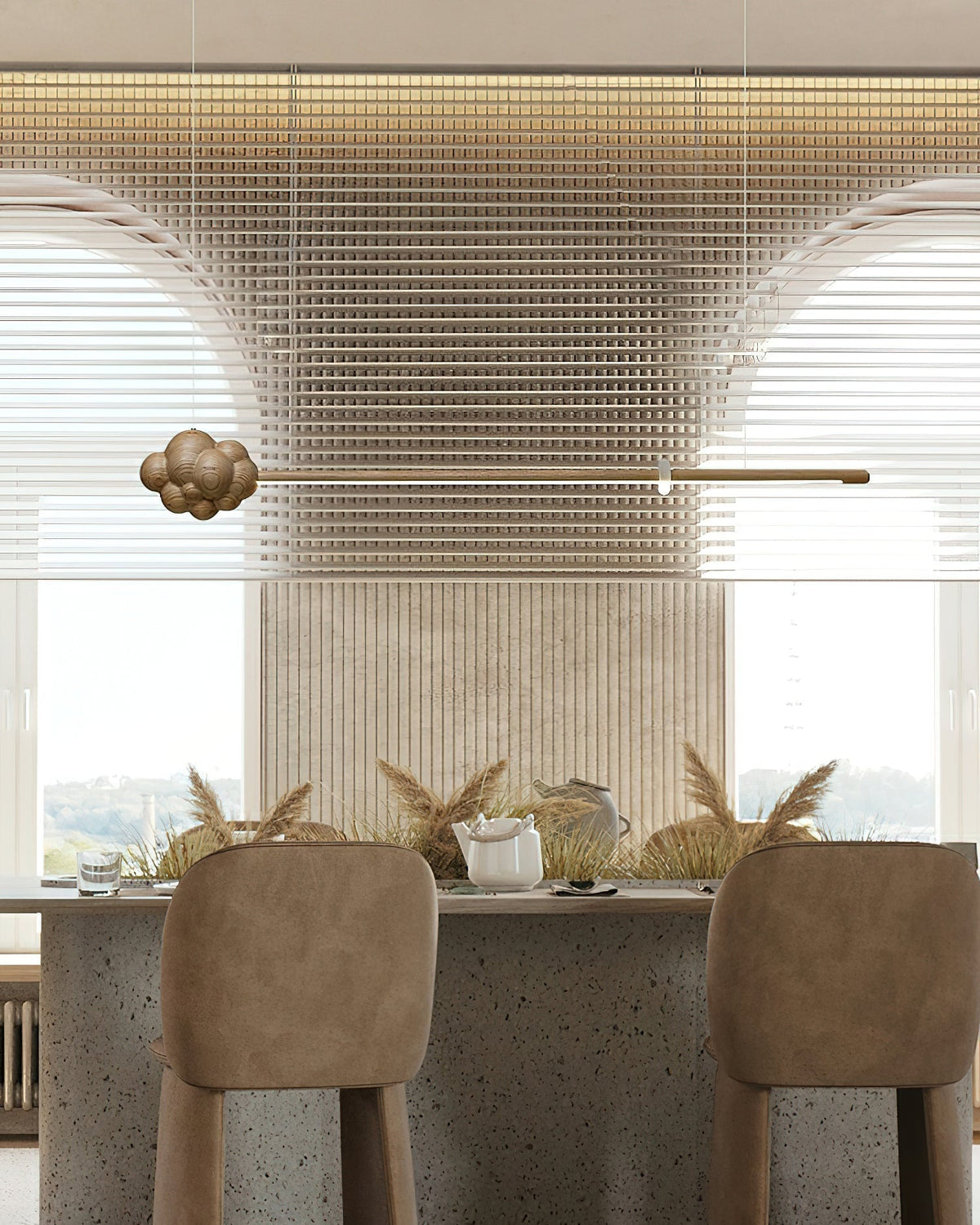 Sylisia Pendant Lamp Wood Stick Cloud Minimalist