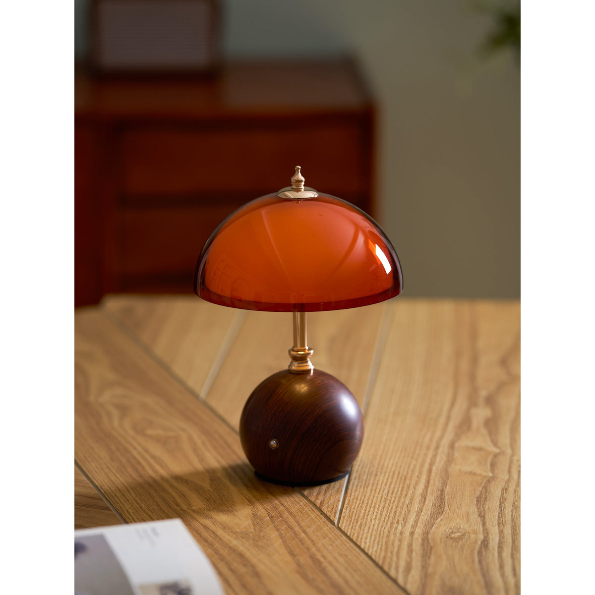 Hartwell Wood Grain Rechargeable Table Lamp
