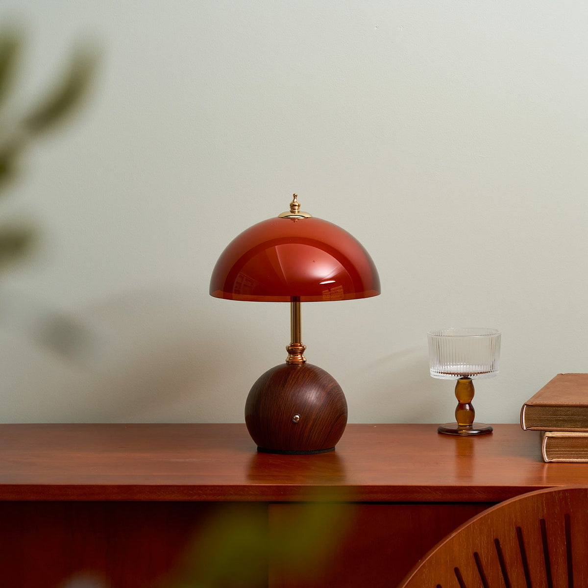 Hartwell Wood Grain Rechargeable Table Lamp