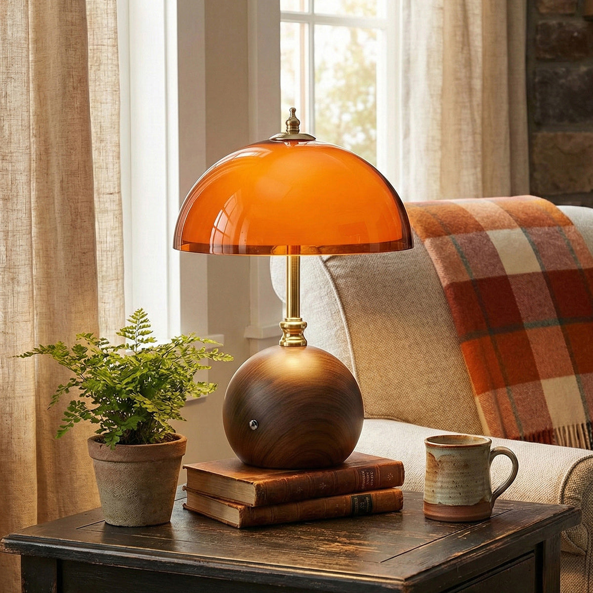 Hartwell Wood Grain Rechargeable Table Lamp