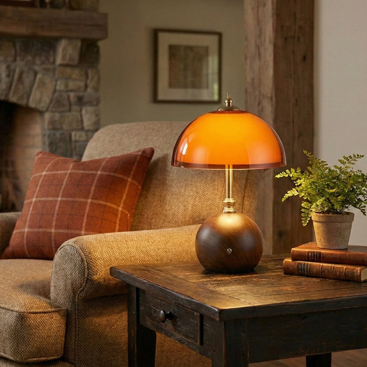 Hartwell Wood Grain Rechargeable Table Lamp
