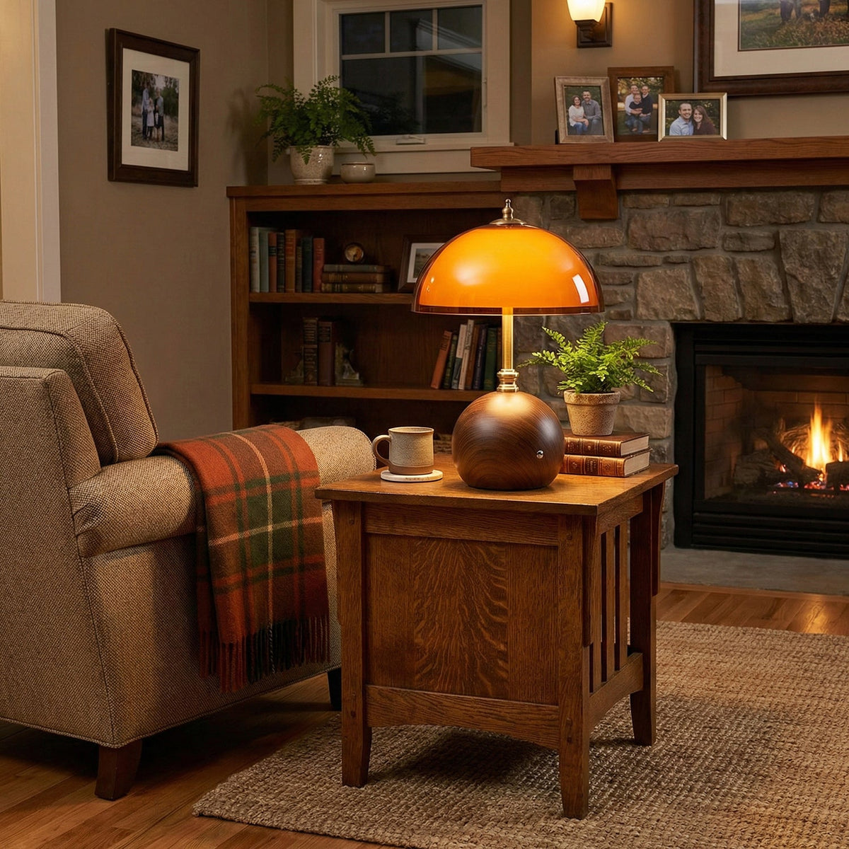 Hartwell Wood Grain Rechargeable Table Lamp