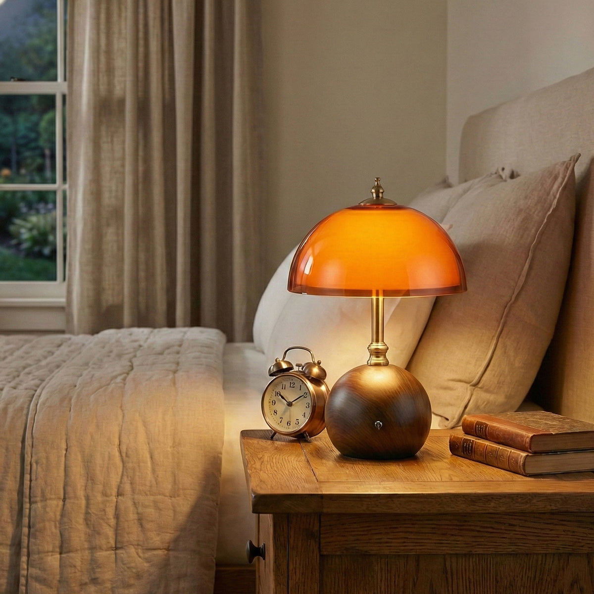 Hartwell Wood Grain Rechargeable Table Lamp