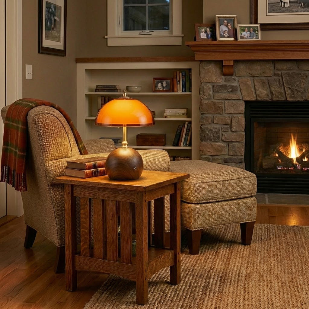 Hartwell Wood Grain Rechargeable Table Lamp