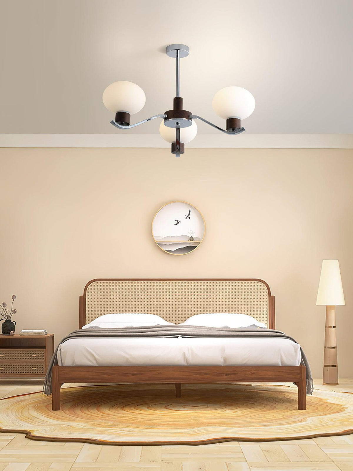 Elvinine Chandelier Chrome Walnut Elegant