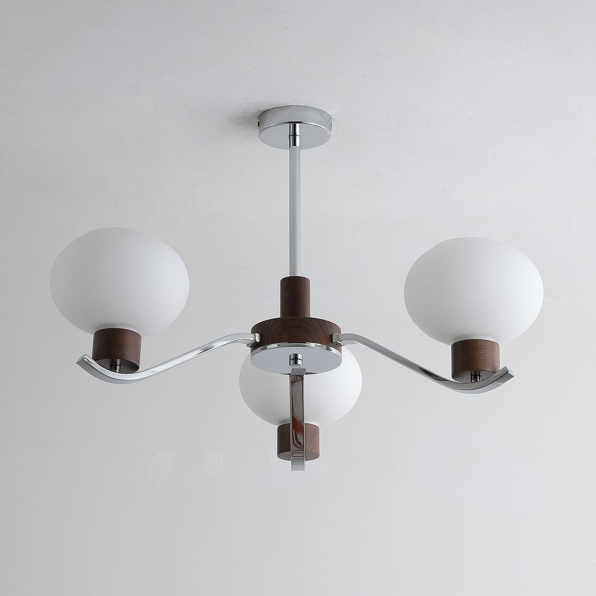 Elvinine Chandelier Chrome Walnut Elegant