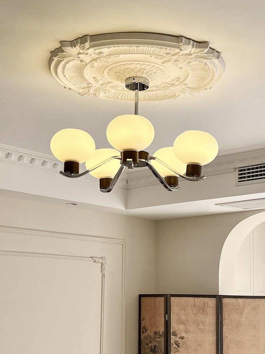 Elvinine Chandelier Chrome Walnut Elegant