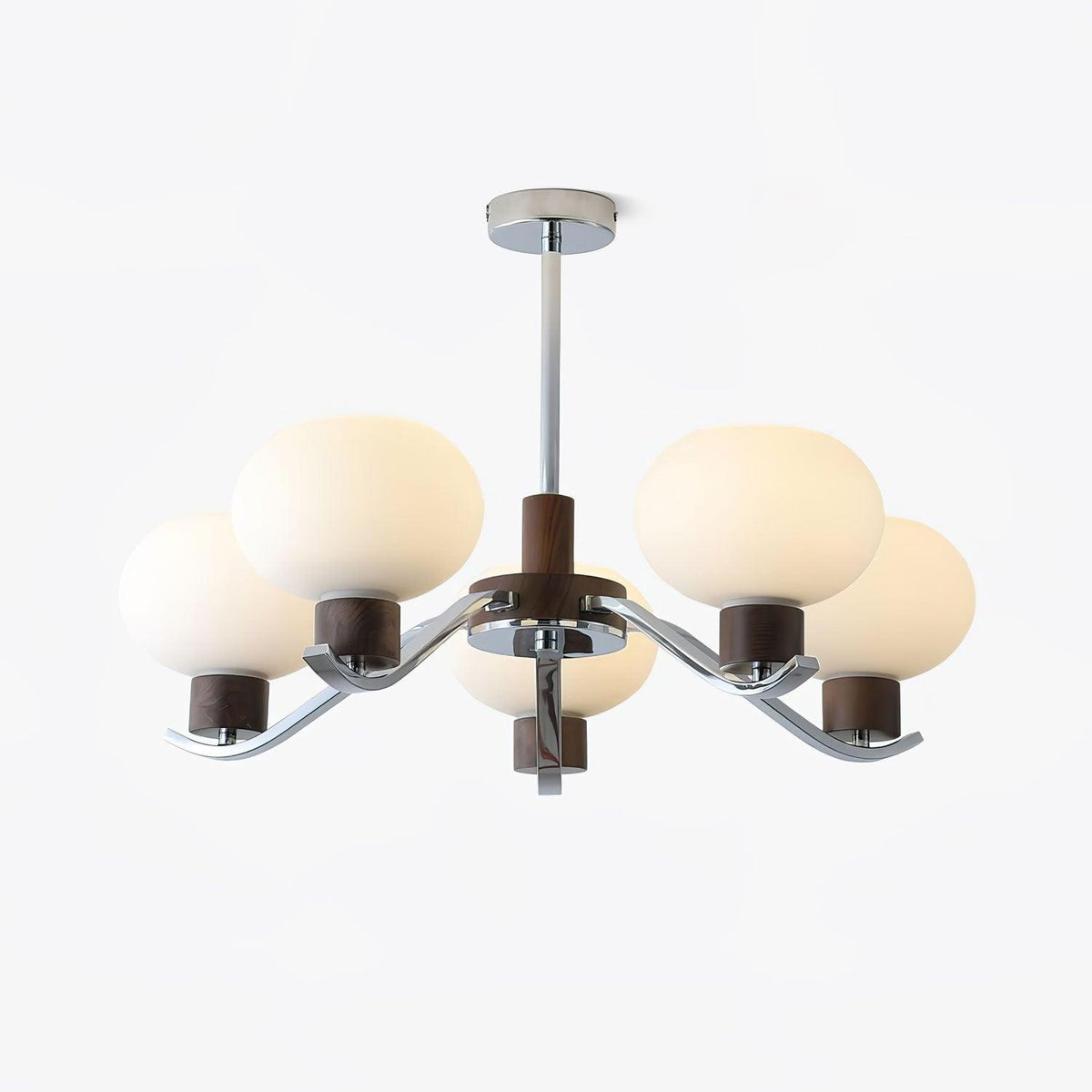 Elvinine Chandelier Chrome Walnut Elegant
