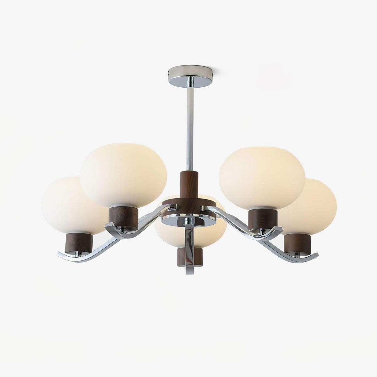 Elvinine Chandelier Chrome Walnut Elegant