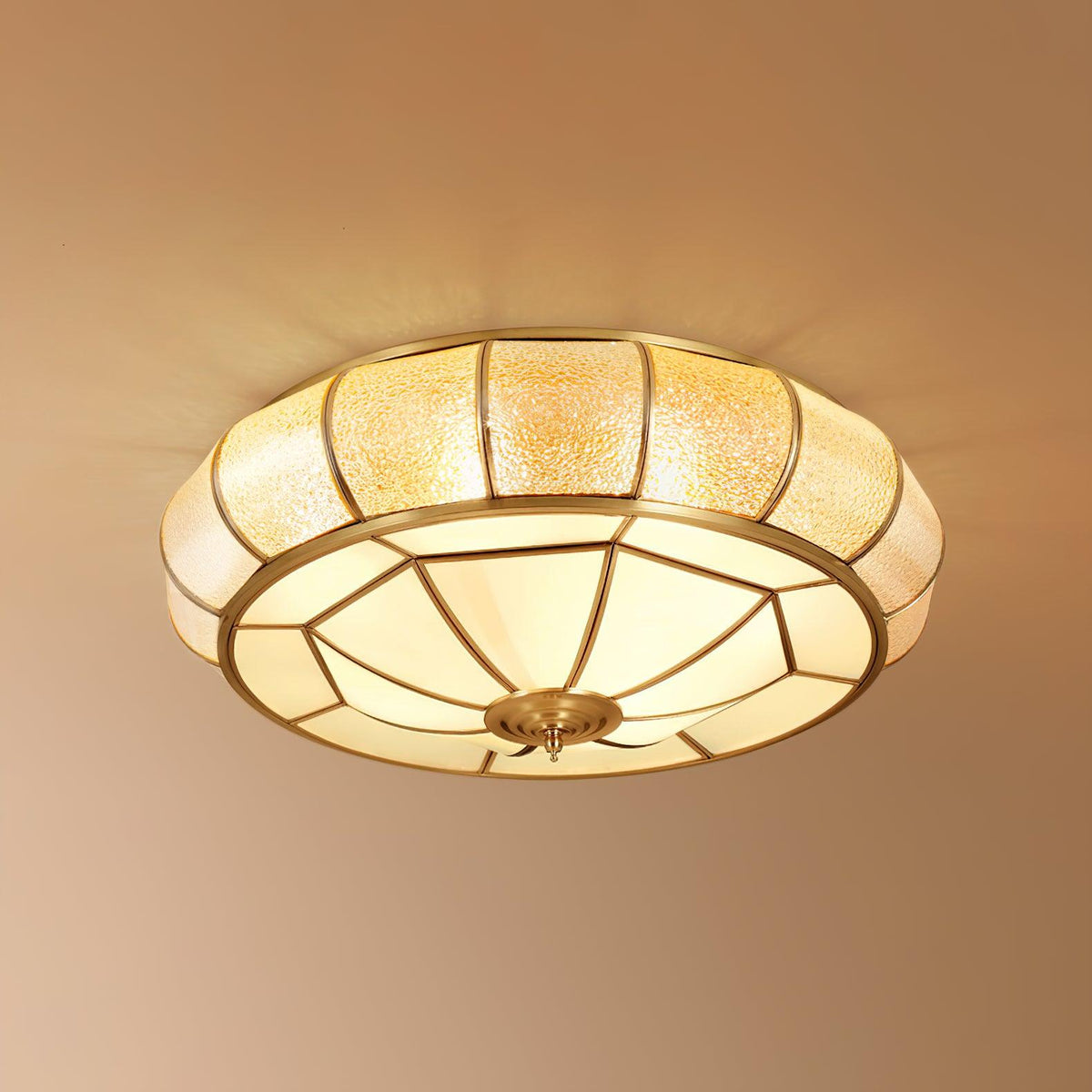 Deu Postmodern Luxury Drum Brass Glass Ceiling Light