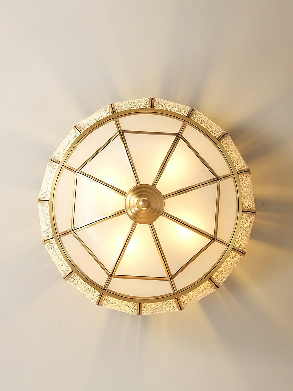 Deu Postmodern Luxury Drum Brass Glass Ceiling Light