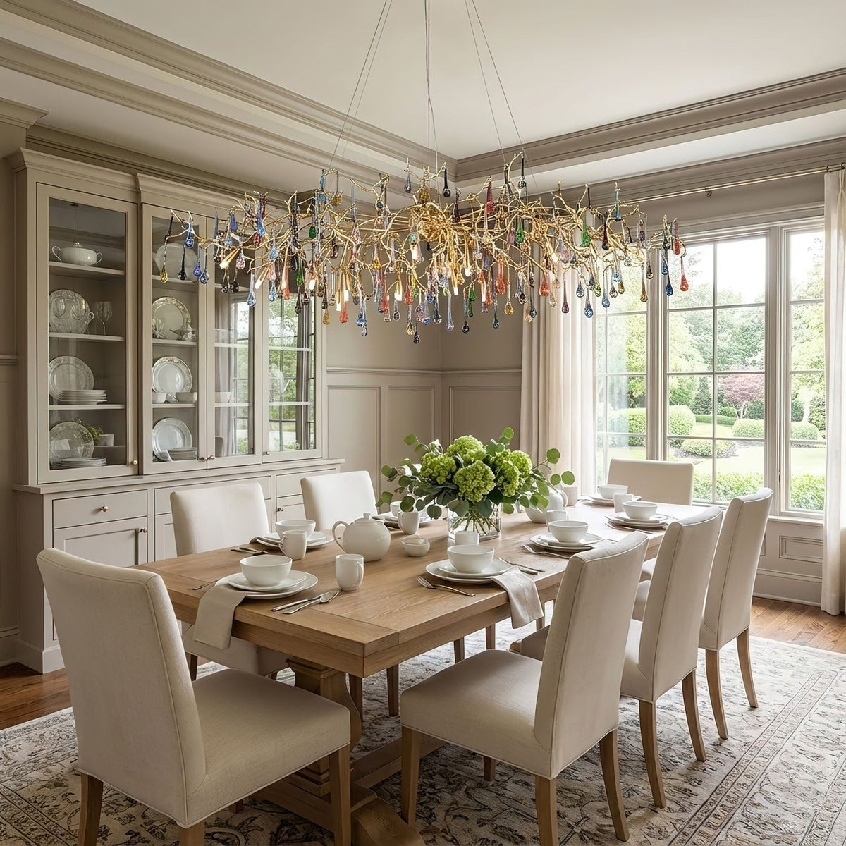 Brume Colorful Raindrop Brass Branch Chandelier