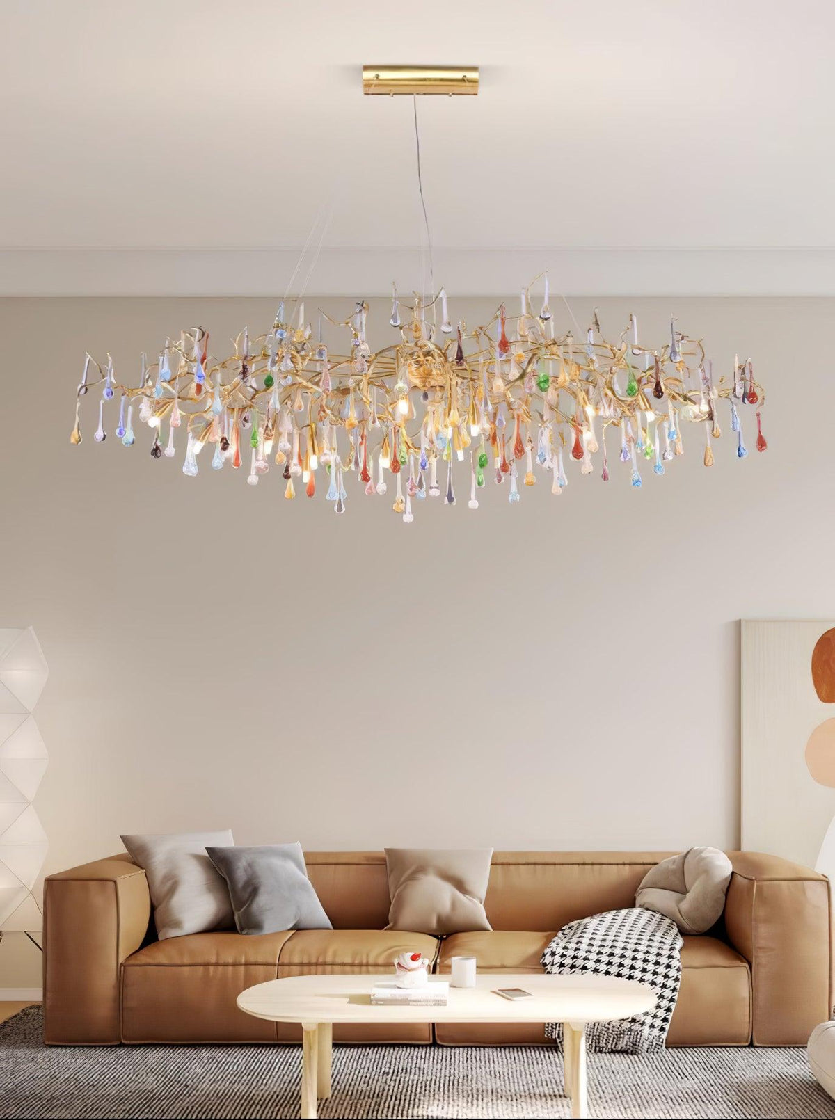Brume Colorful Raindrop Brass Branch Chandelier