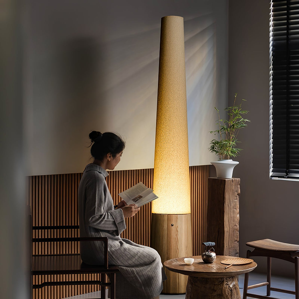 Glow Cone Wooden Floor Lamp