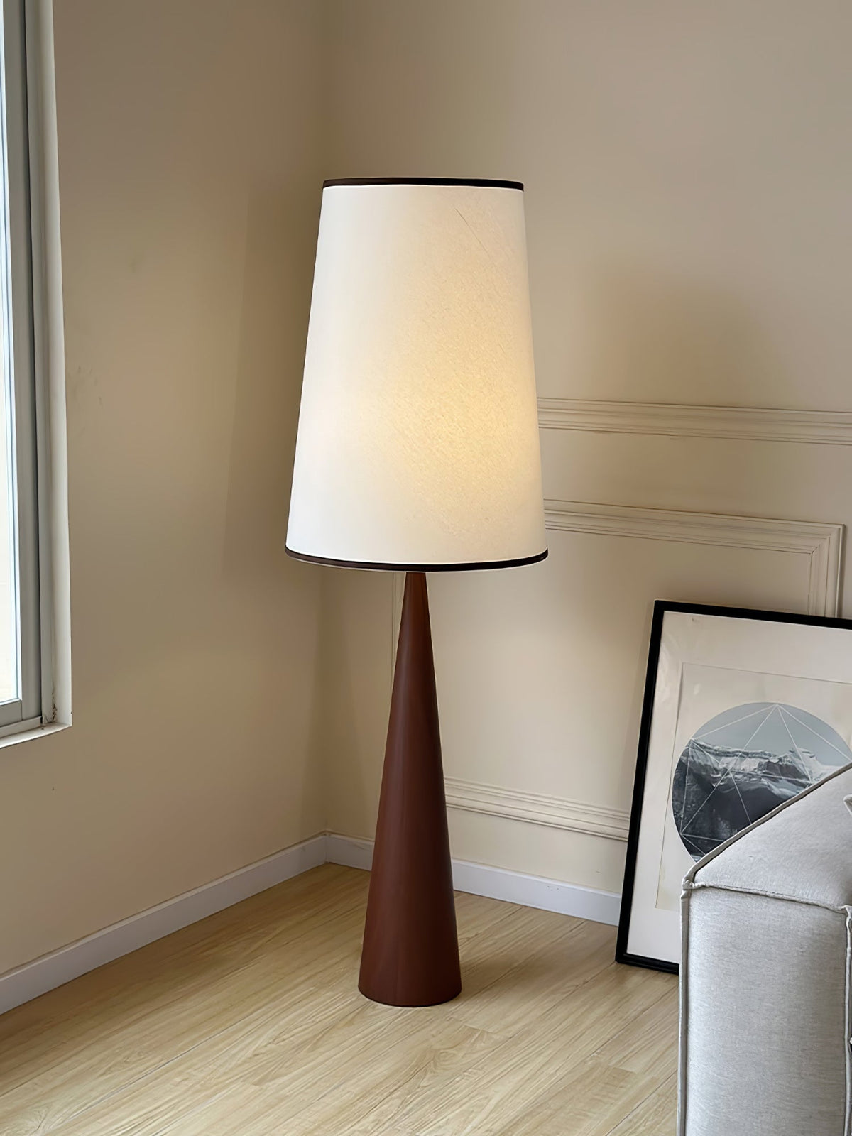 ConeLite Minimalist Wood Conical Floor Lamp