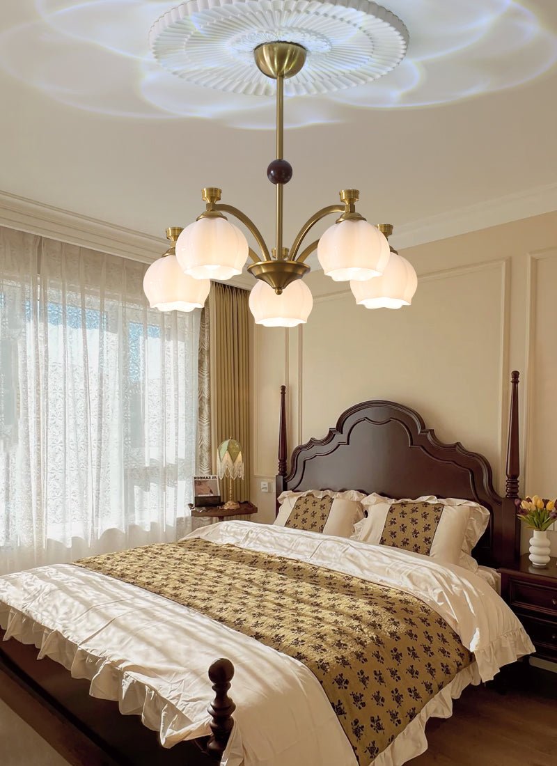 Alshaarae Traditional Premium Arc Wood Glass Chandelier