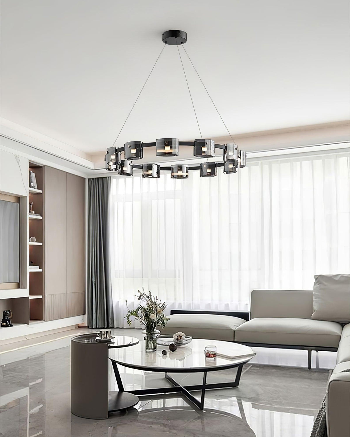Tarlan Chandelier Circular Glass Iron Arms