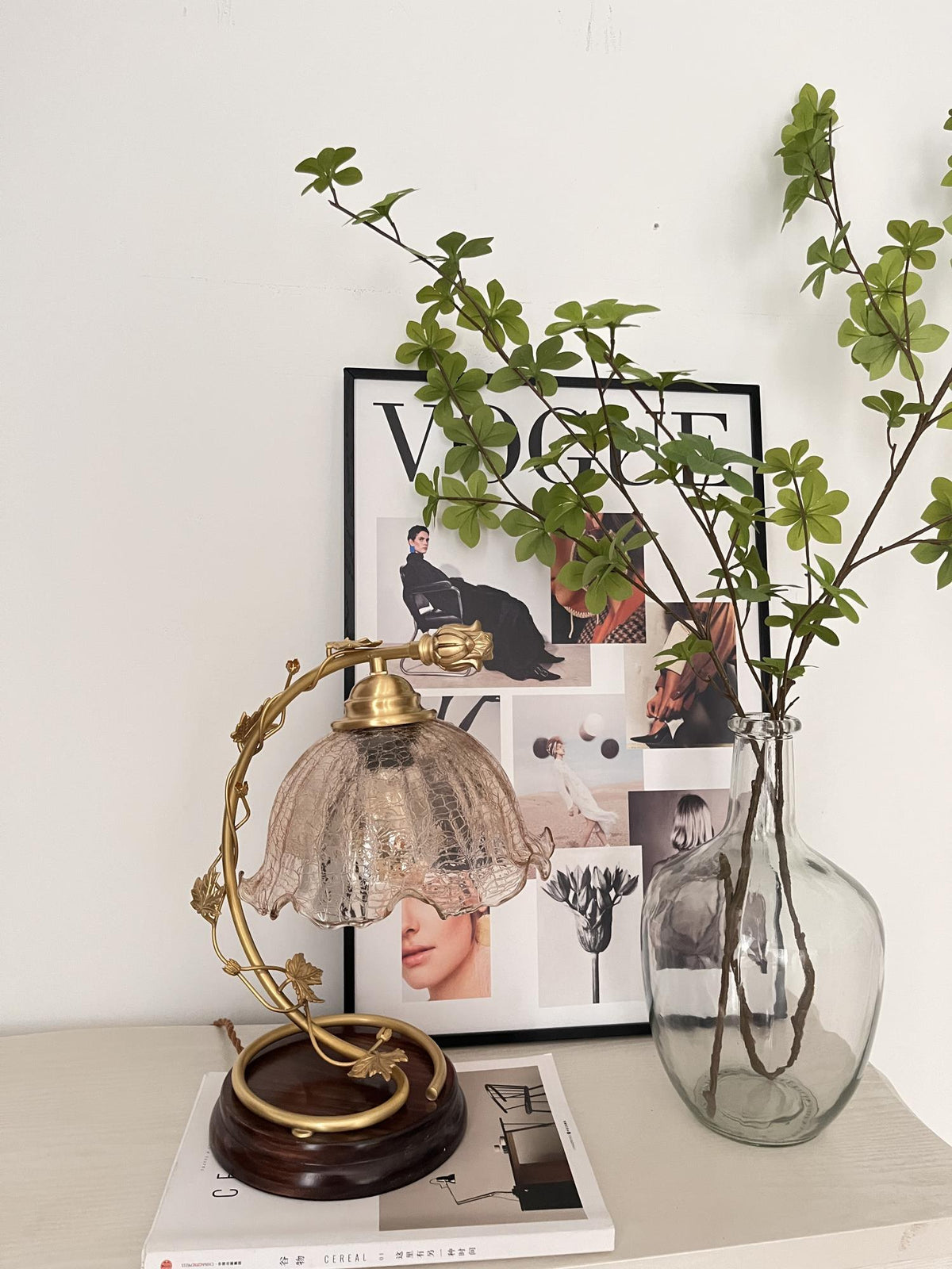 Flarce Brass Wood Table Lamp