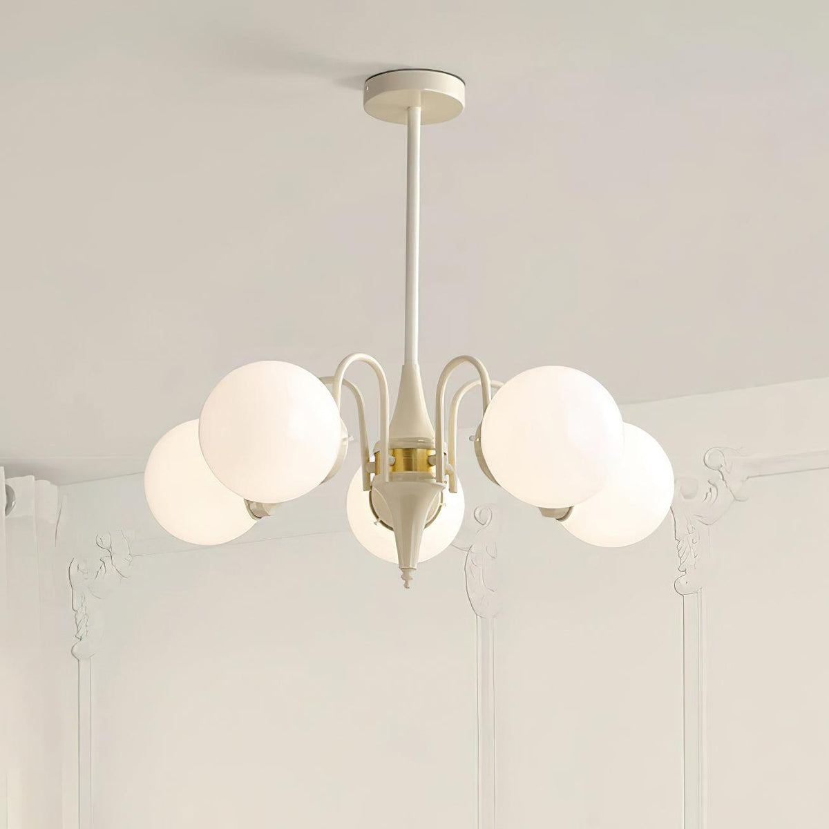 Elauian Chandelier Globe Cream Modern