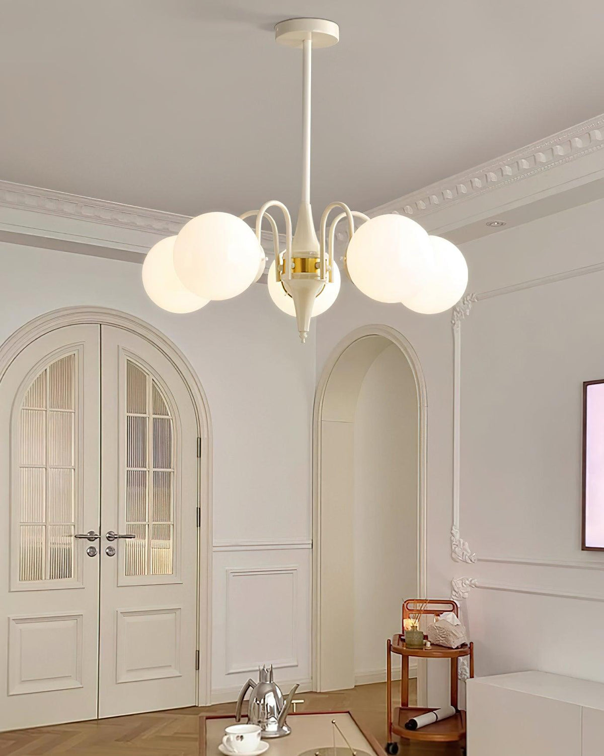 Elauian Chandelier Globe Cream Modern