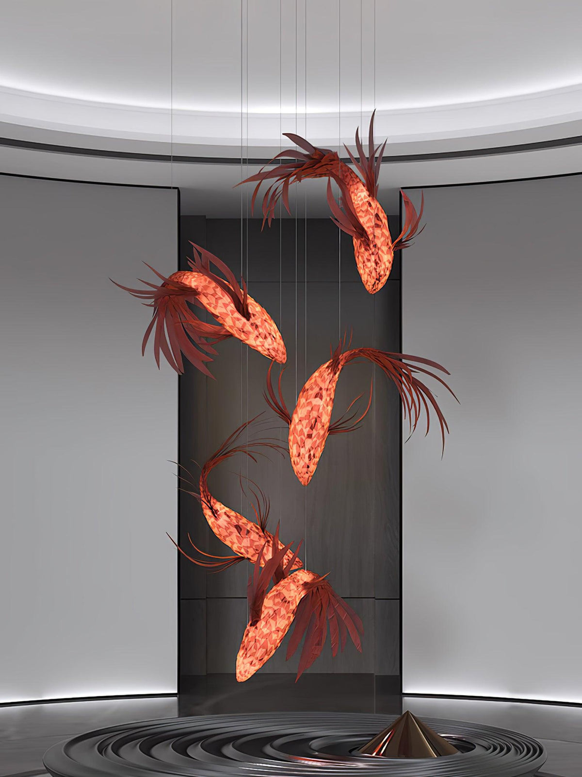 Aureline Crimson Swirl Koi Chandelier