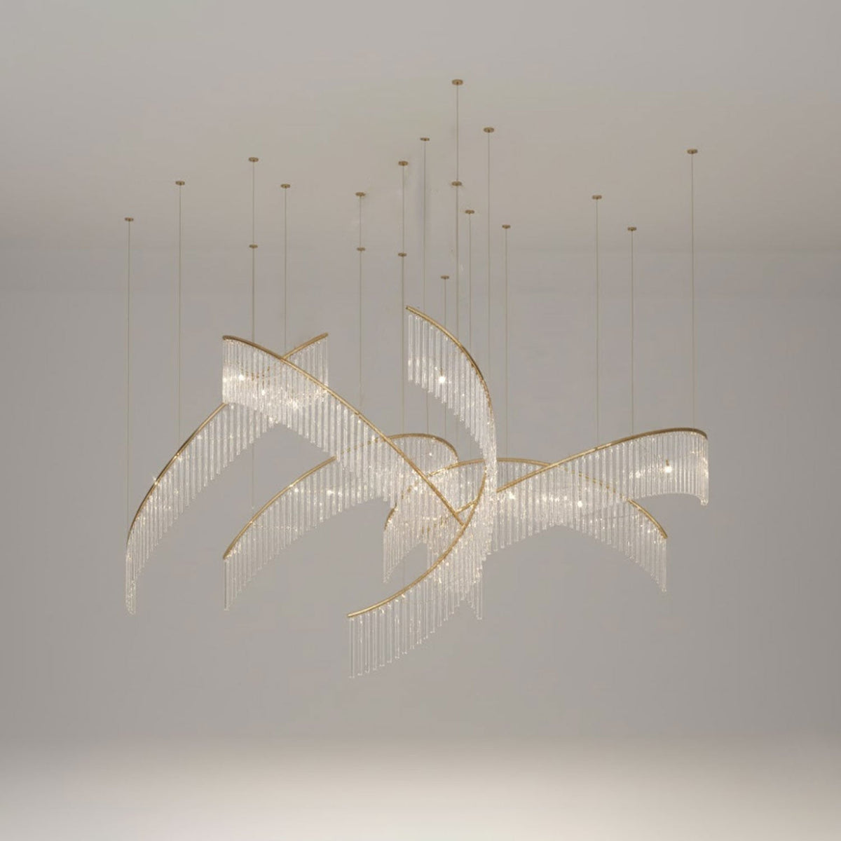 Rivella Shimmering Cascade  Crystal Glass Chandelier