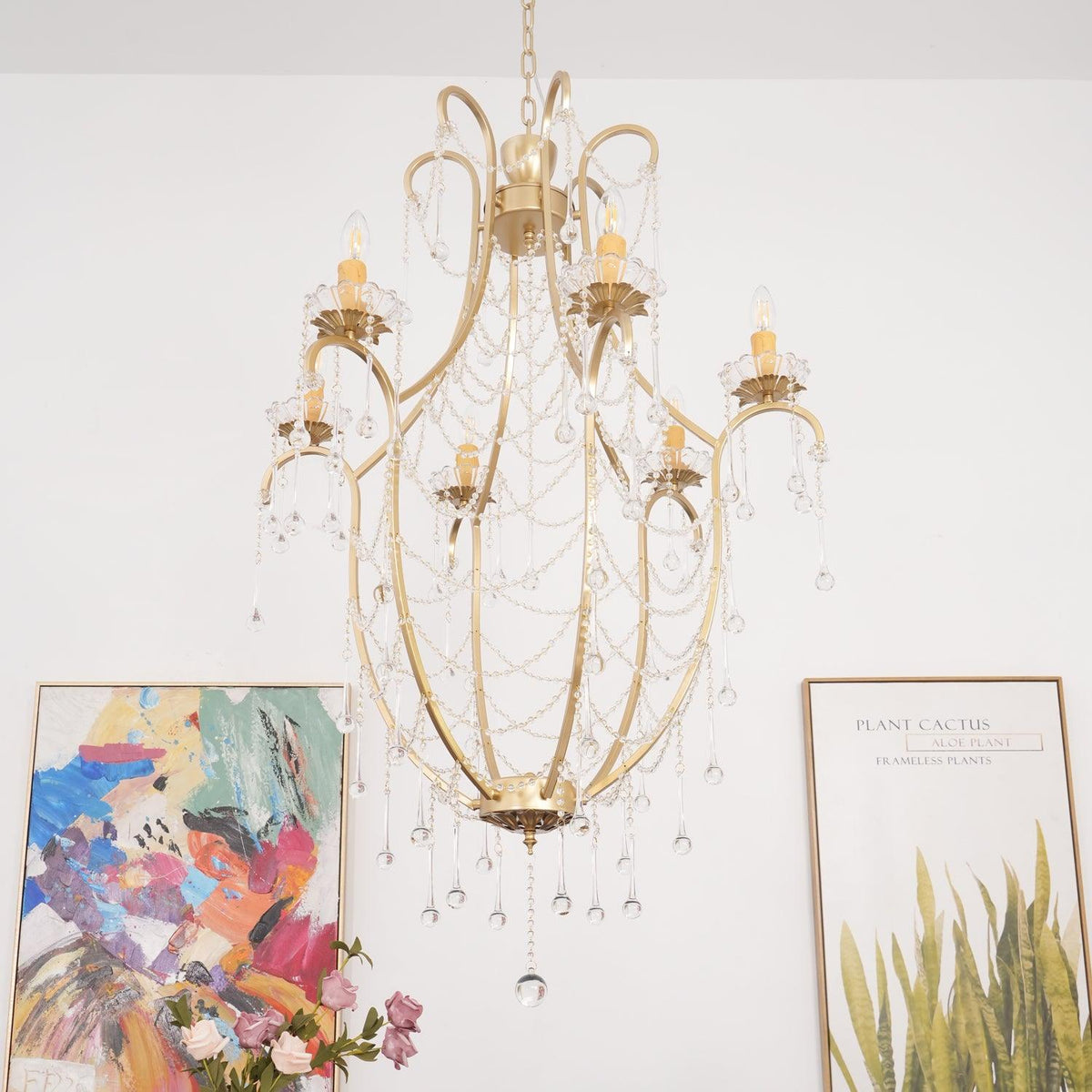 Eiriian Chandelier Birdcage Glass Drops