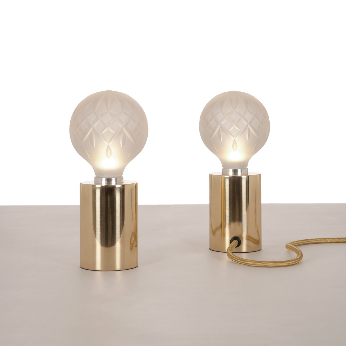 Lyrician Brass Glass Industrial Table Lamp
