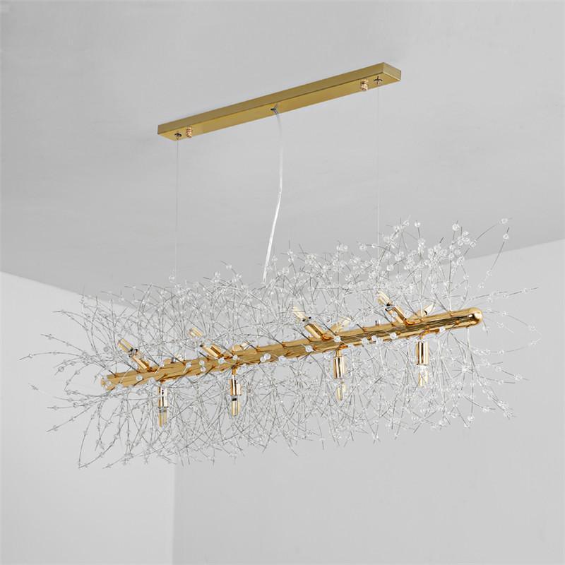Cir Chandelier Brass Linear Crystal Branch