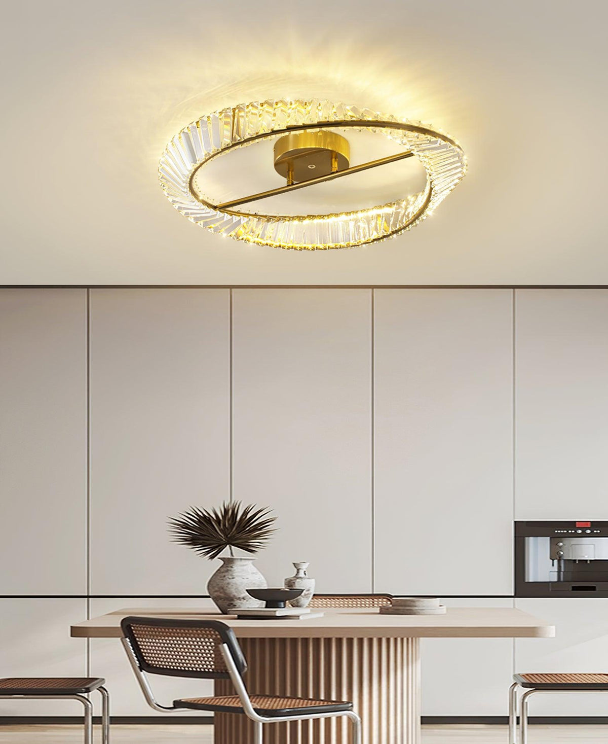 Elyaniella Ceiling Light Crystal Rings Stainless Steel
