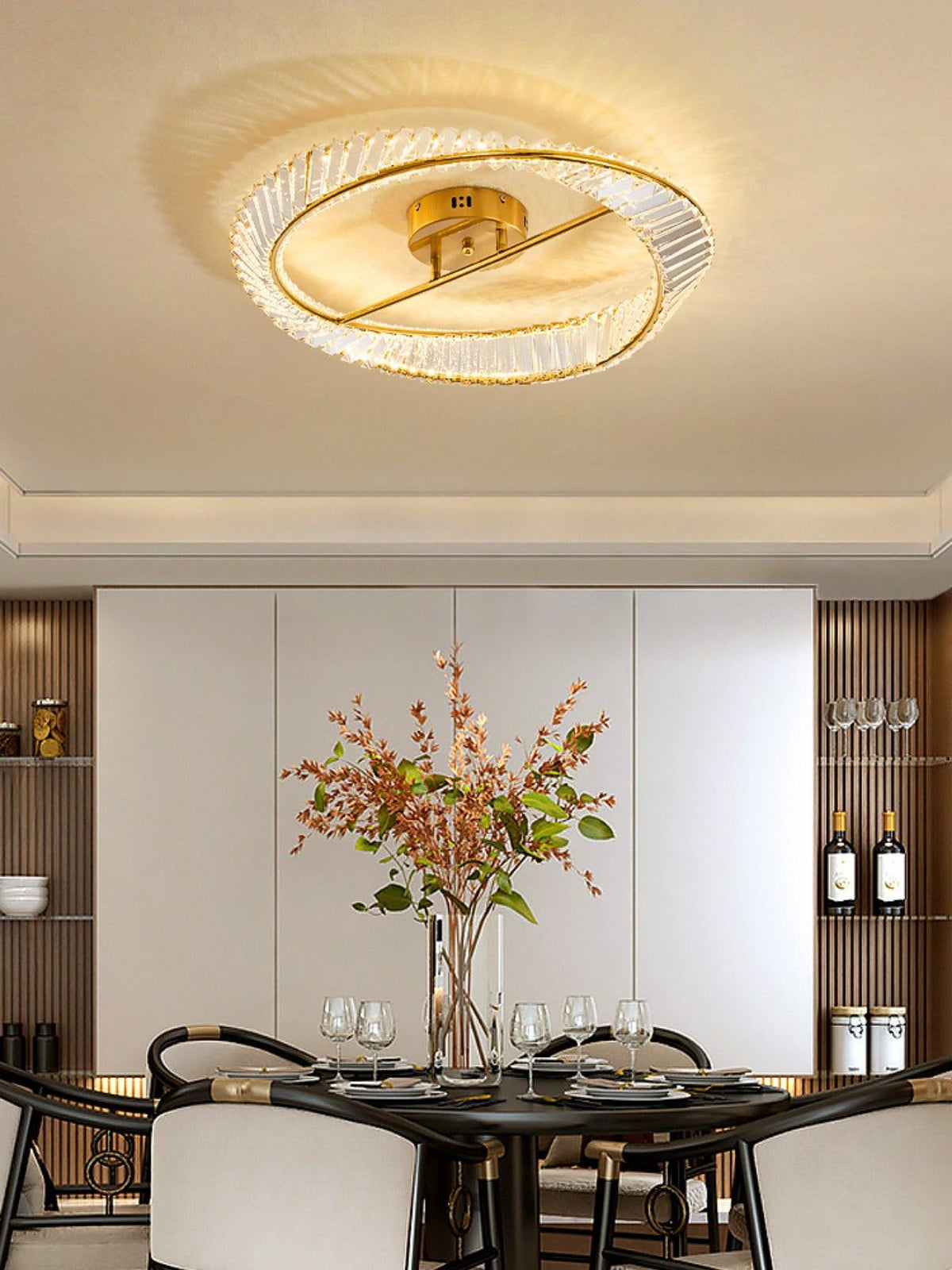Elyaniella Ceiling Light Crystal Rings Stainless Steel