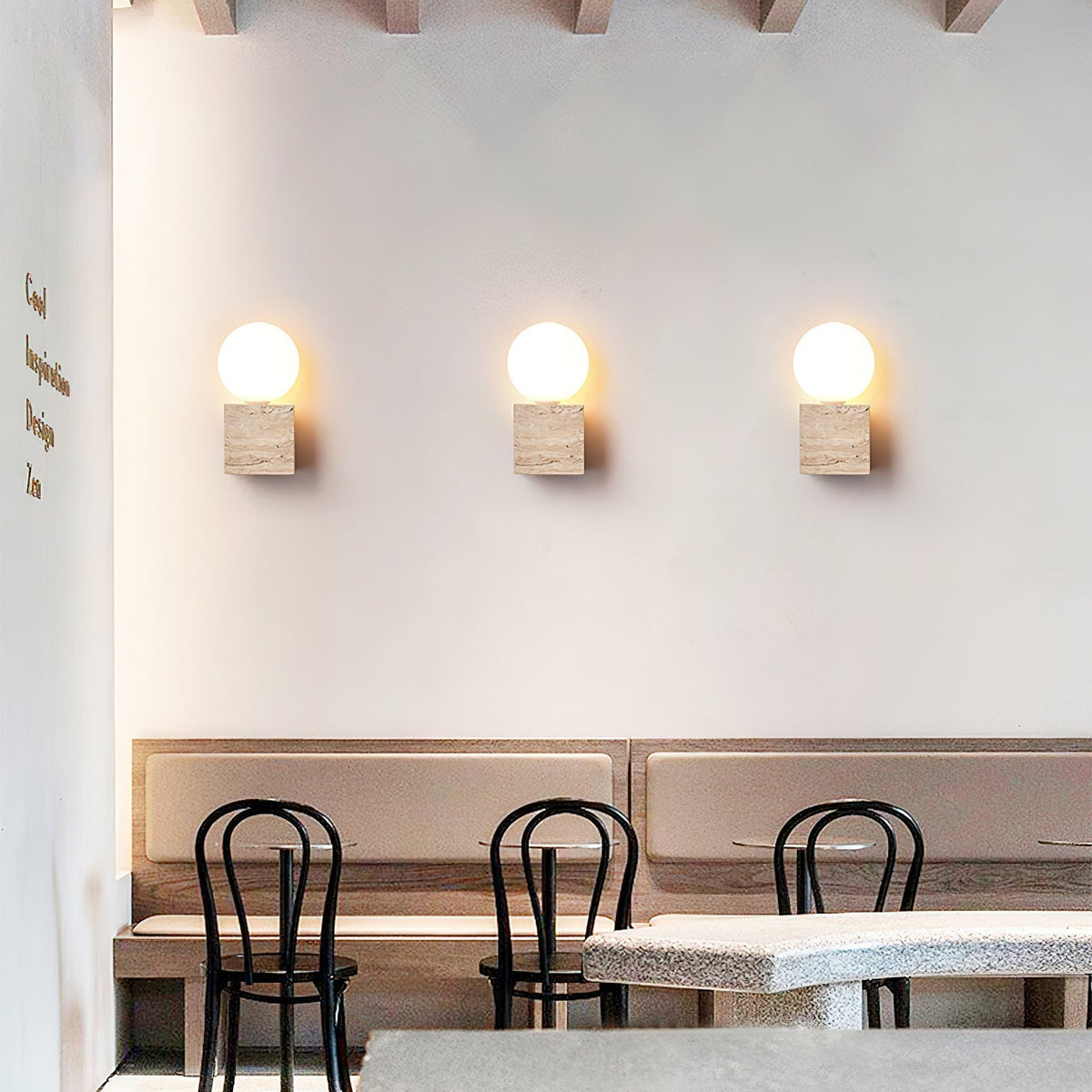 Eurlaean Cube-Base Travertine Wall Light