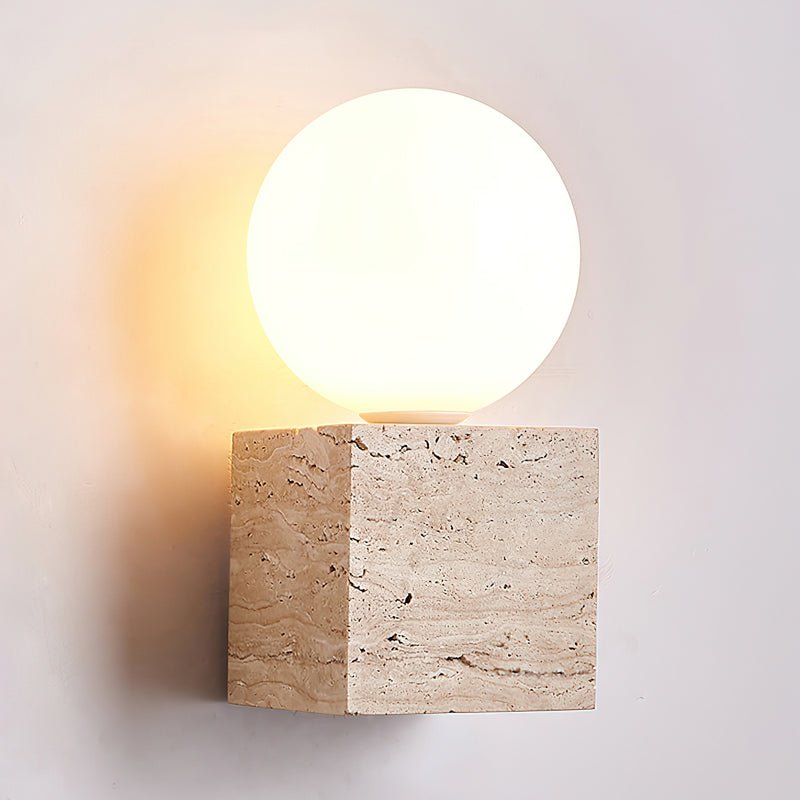 Eurlaean Cube-Base Travertine Wall Light
