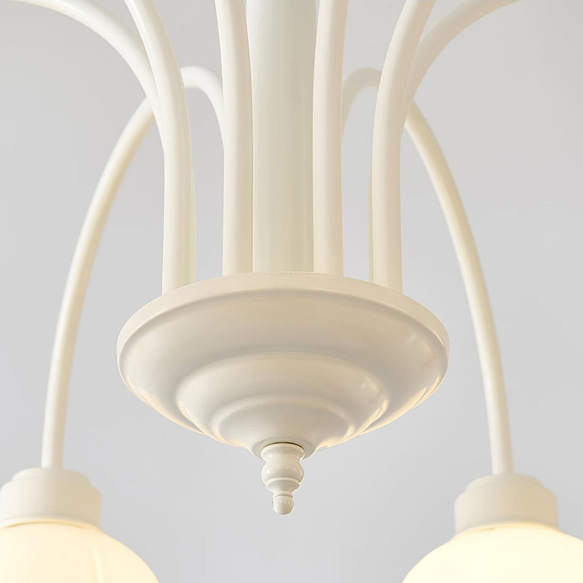 Veleissa Chandelier Bell Shade Curved Arm White Floral Elegant