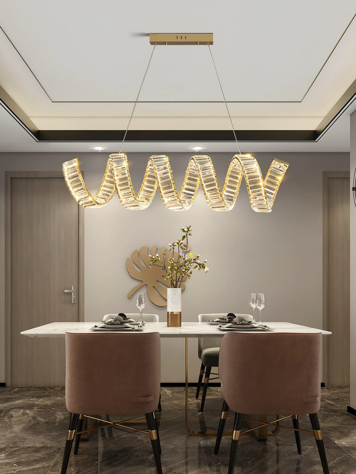 Luxielle Chandelier Curved LED Crystal Luxurious