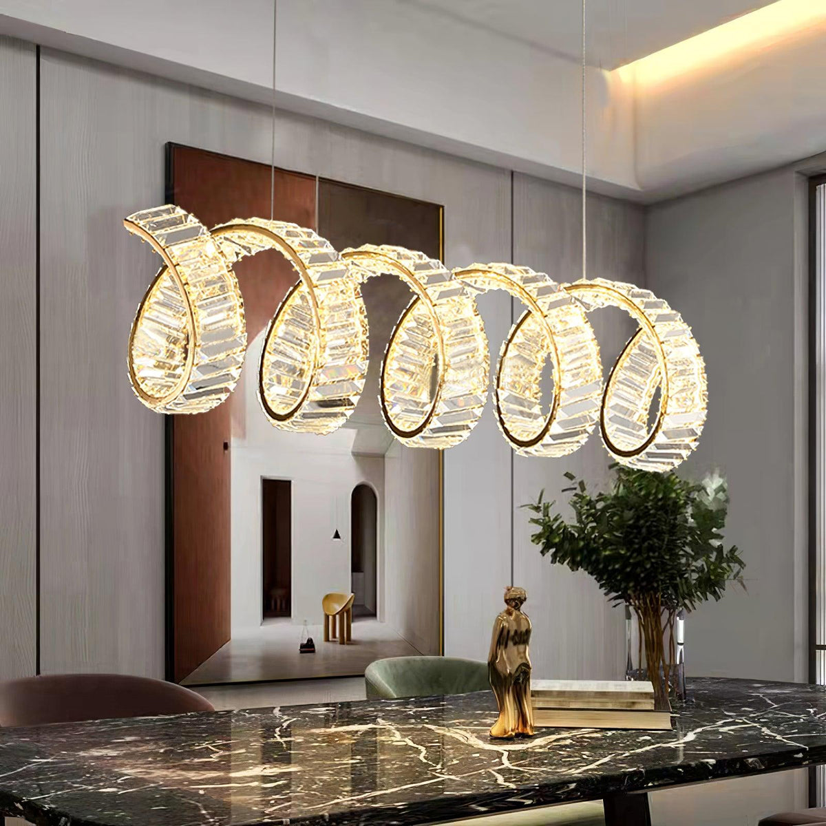 Luxielle Chandelier Curved LED Crystal Luxurious
