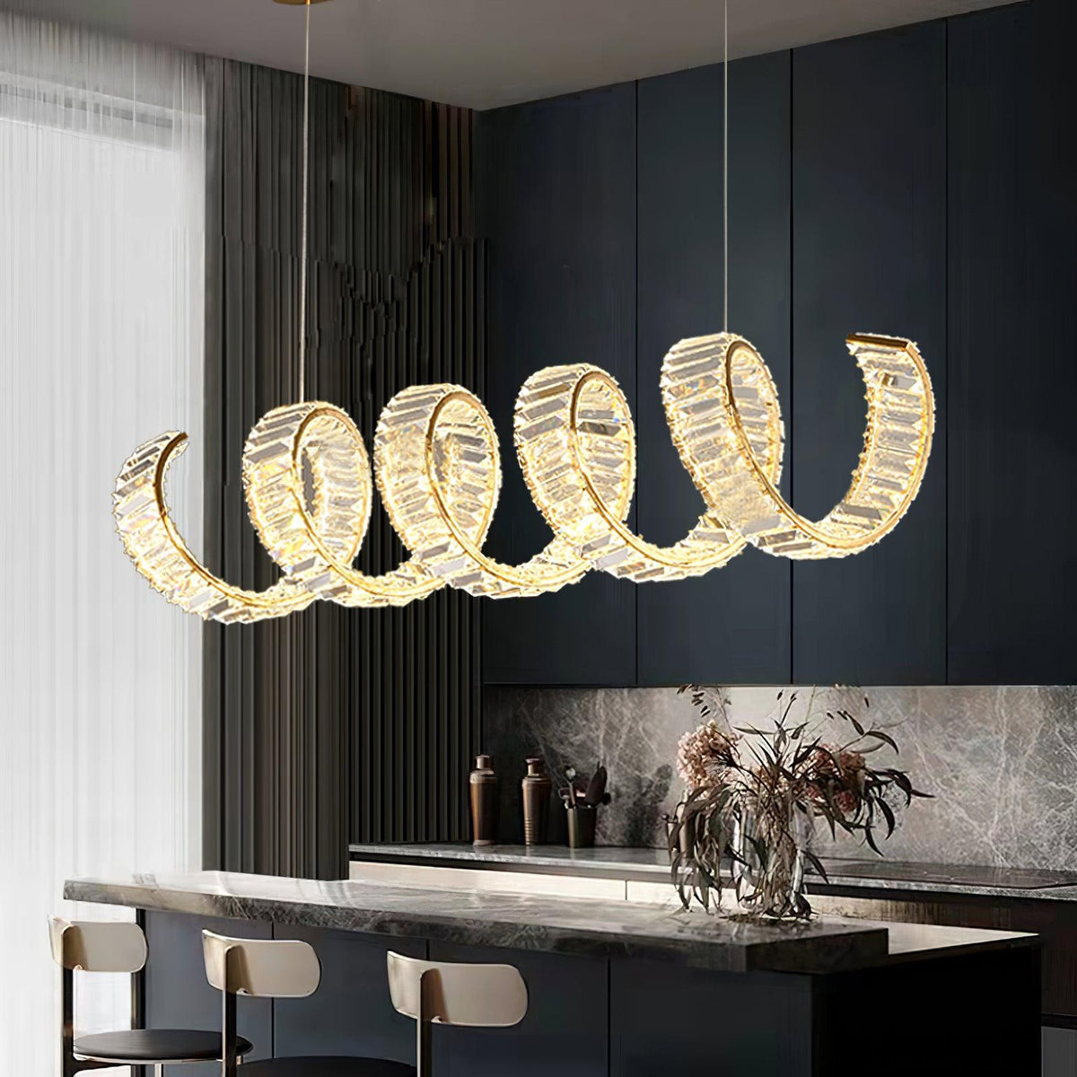 Luxielle Chandelier Curved LED Crystal Luxurious