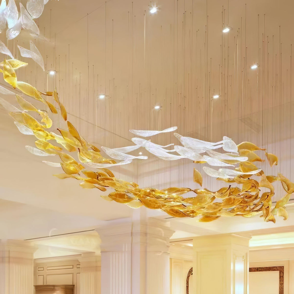Vamararae Leaf Glass Cascade Chandelier