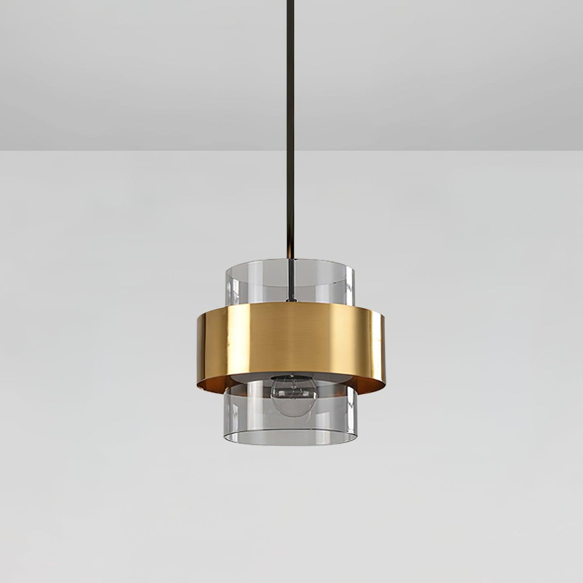 Celariella Pendant Lamp Brass Cylinder Glass Contemporary