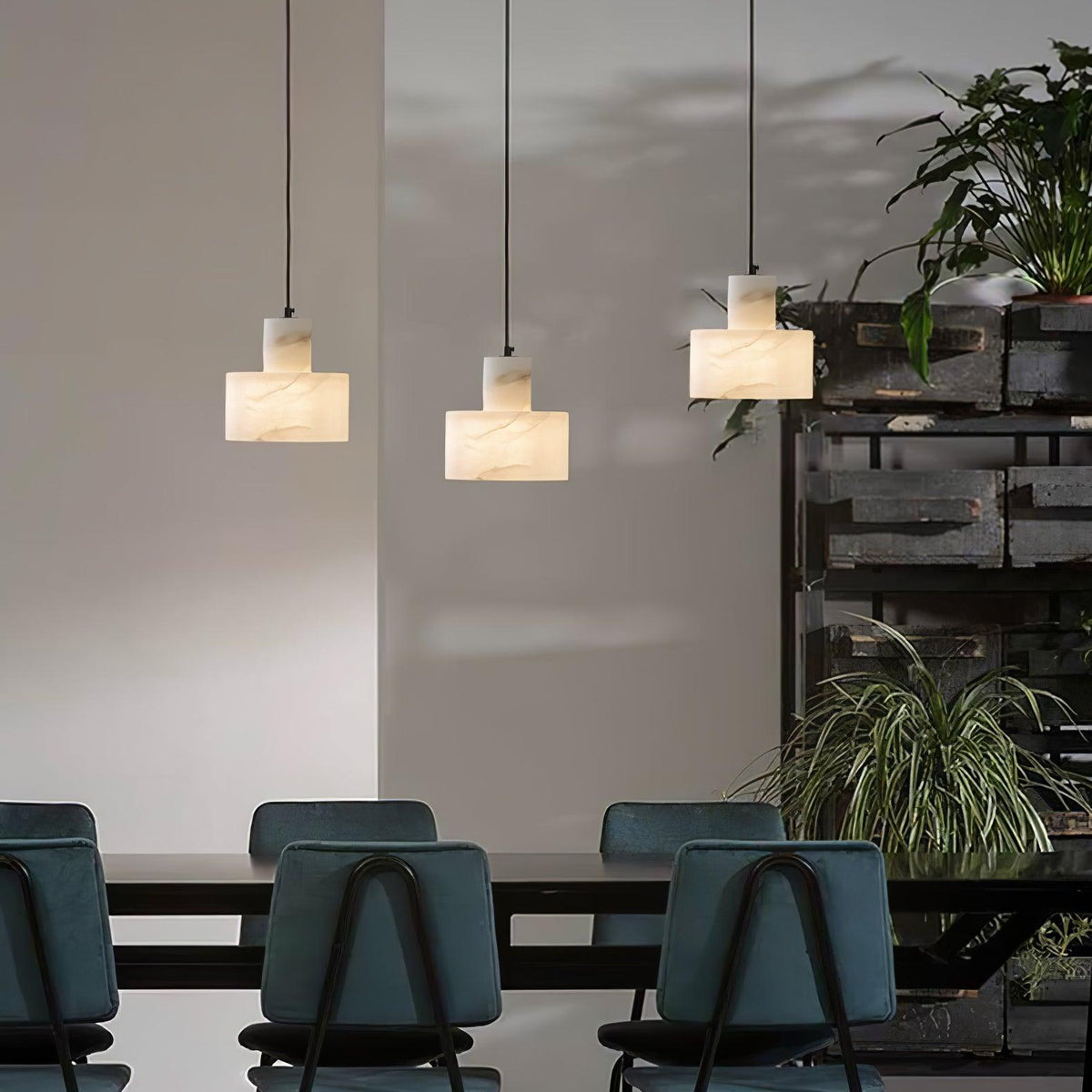 Alabaster  Pendant Lgiht Dual Cylindrical