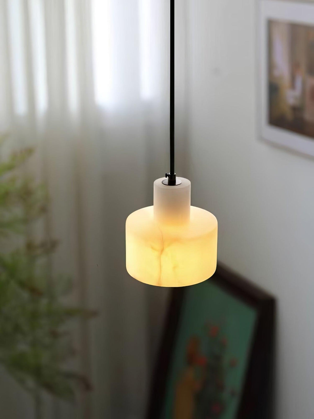 Alabaster  Pendant Lgiht Dual Cylindrical