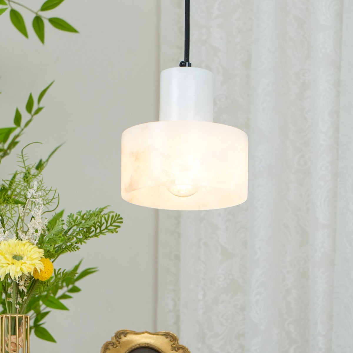 Alabaster  Pendant Lgiht Dual Cylindrical
