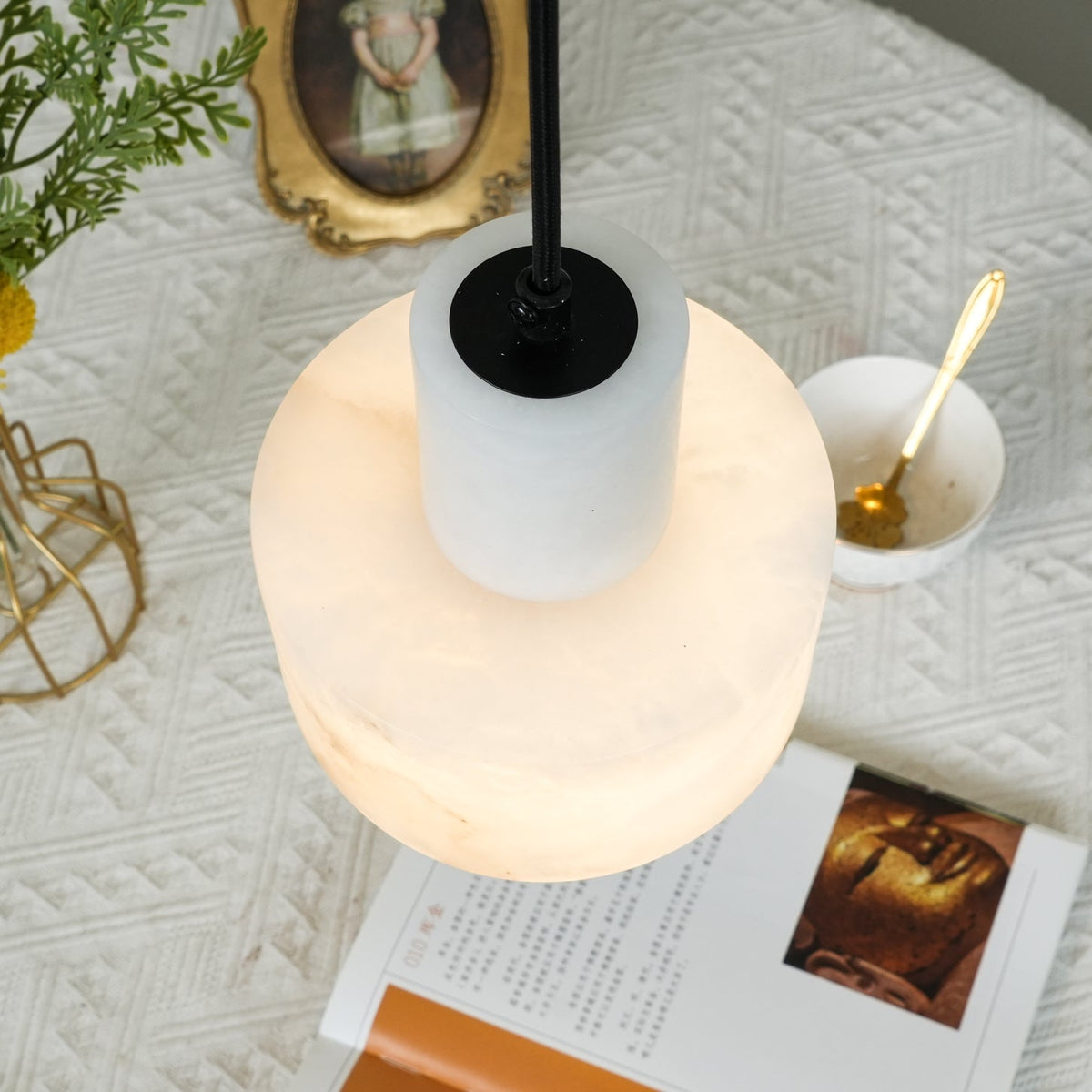 Alabaster  Pendant Lgiht Dual Cylindrical