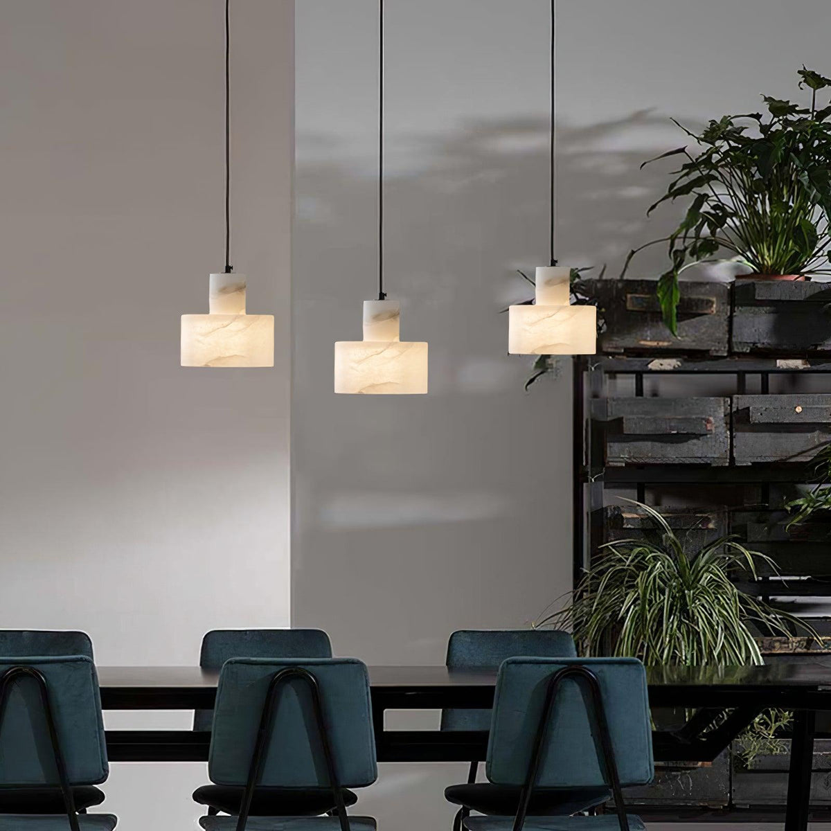 Alabaster  Pendant Lgiht Dual Cylindrical