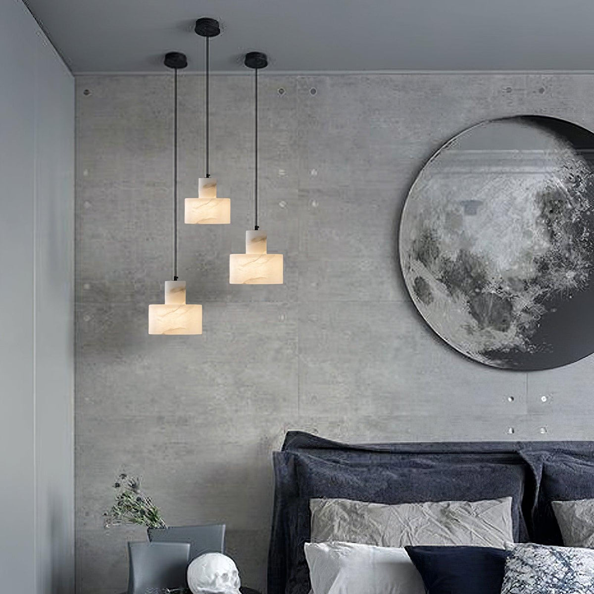 Alabaster  Pendant Lgiht Dual Cylindrical