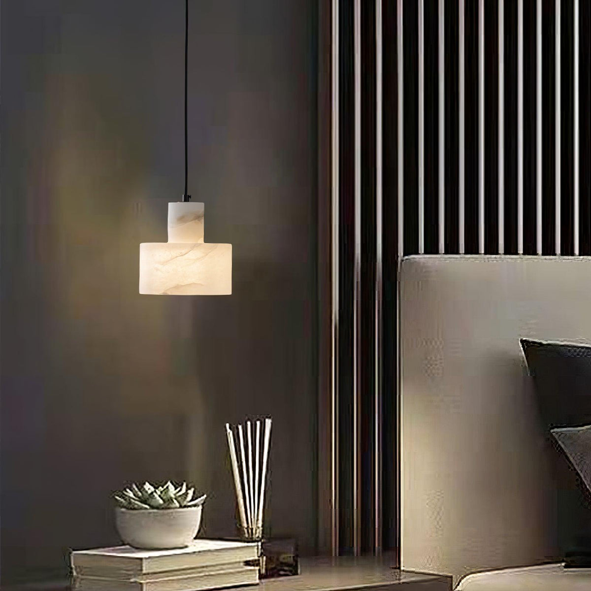 Alabaster  Pendant Lgiht Dual Cylindrical