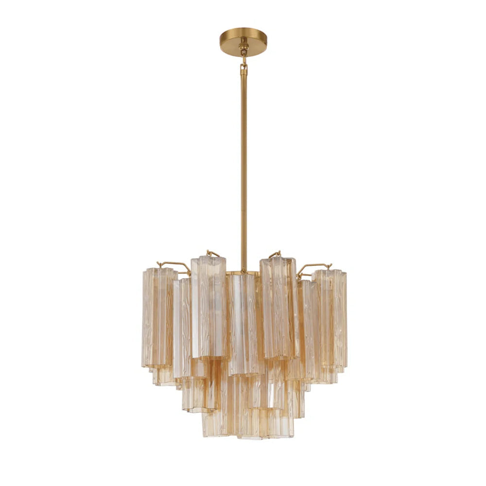 Namo Murano Chandelier Glass Tube Layered Amber