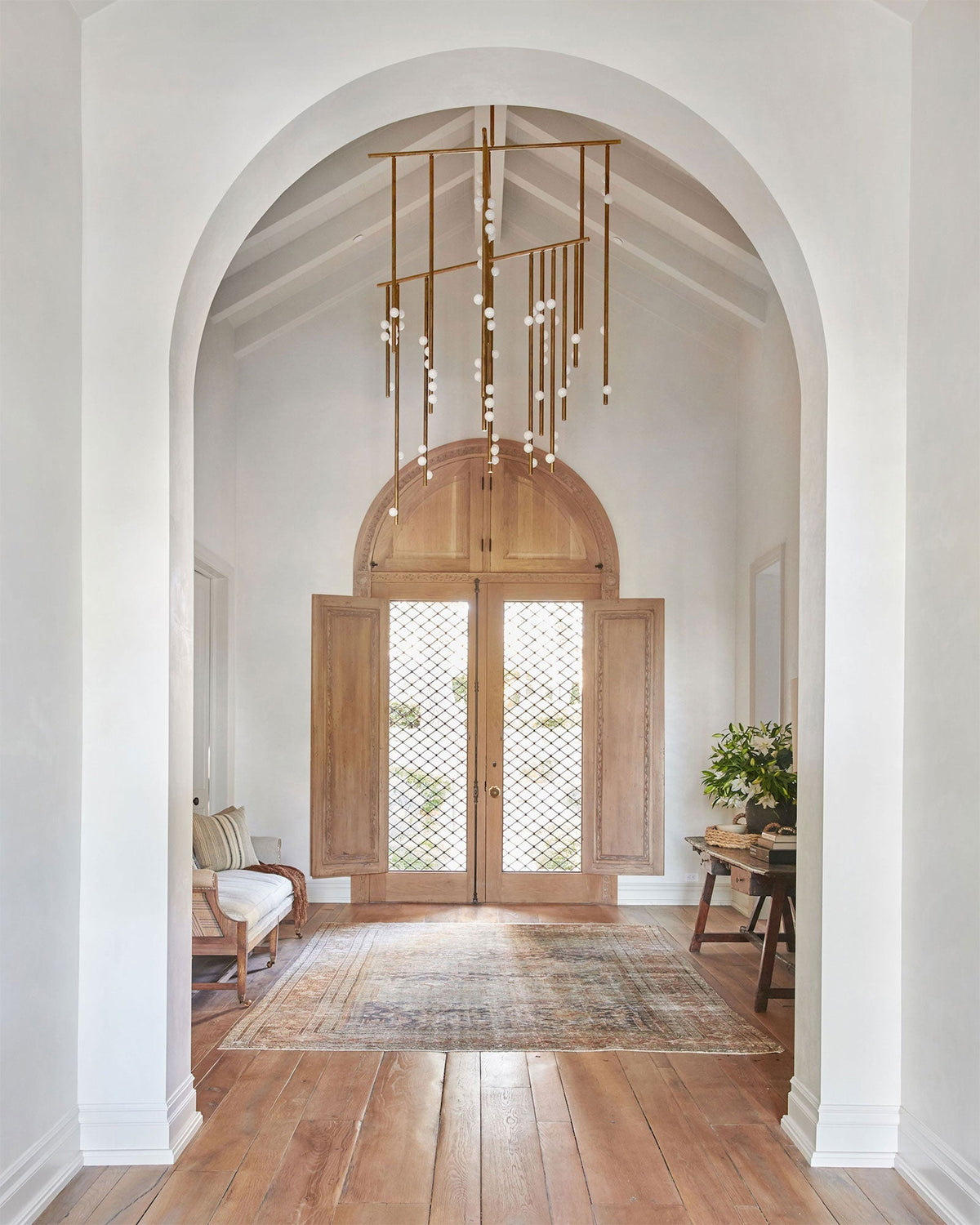 Yieli Brass Glass Drop Chandelier
