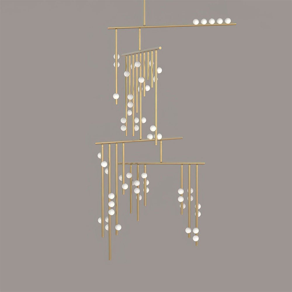 Yieli Brass Glass Drop Chandelier